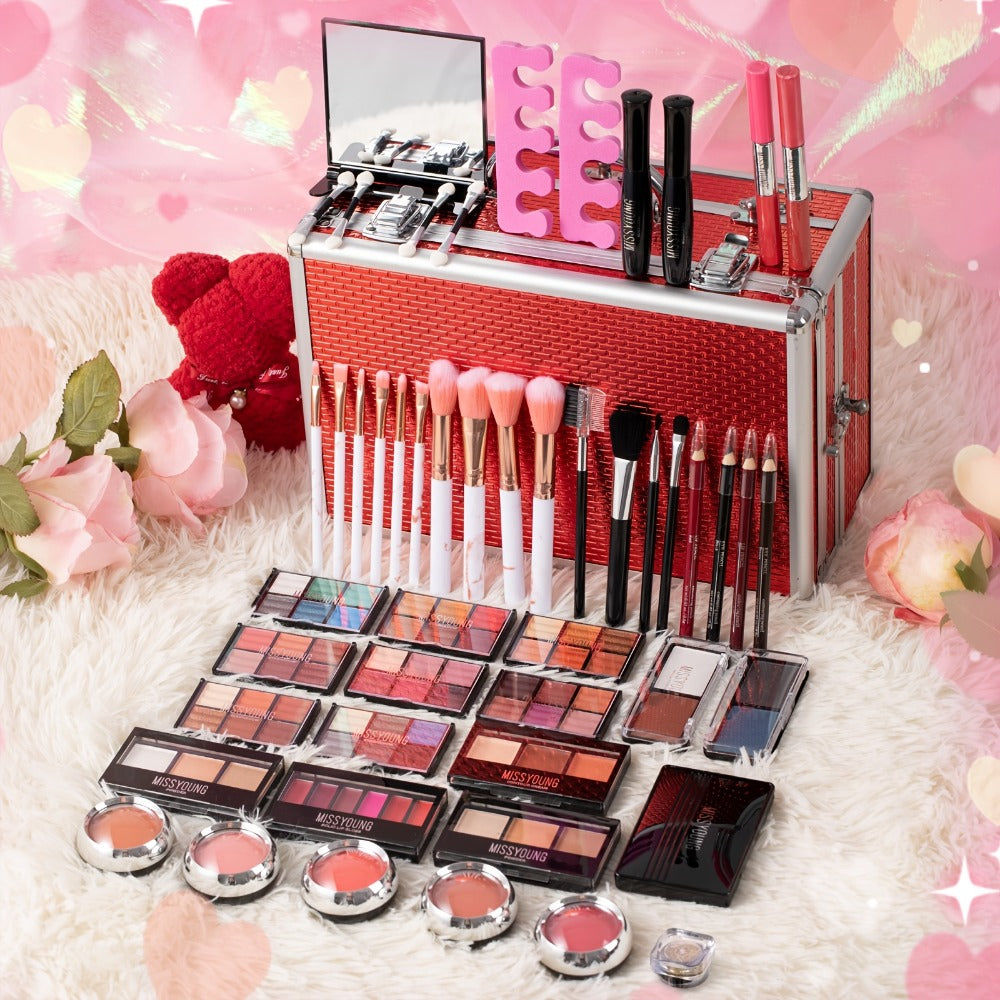 106-Piece Luxury Makeup Gift Set Complete Full Face Beauty Kit – Eyeshadow Palette Lipstick Lip Gloss Blush Mascara Eyeliner Concealer Loose Powder & 10 Marble Brushes for Women Be - product image 18