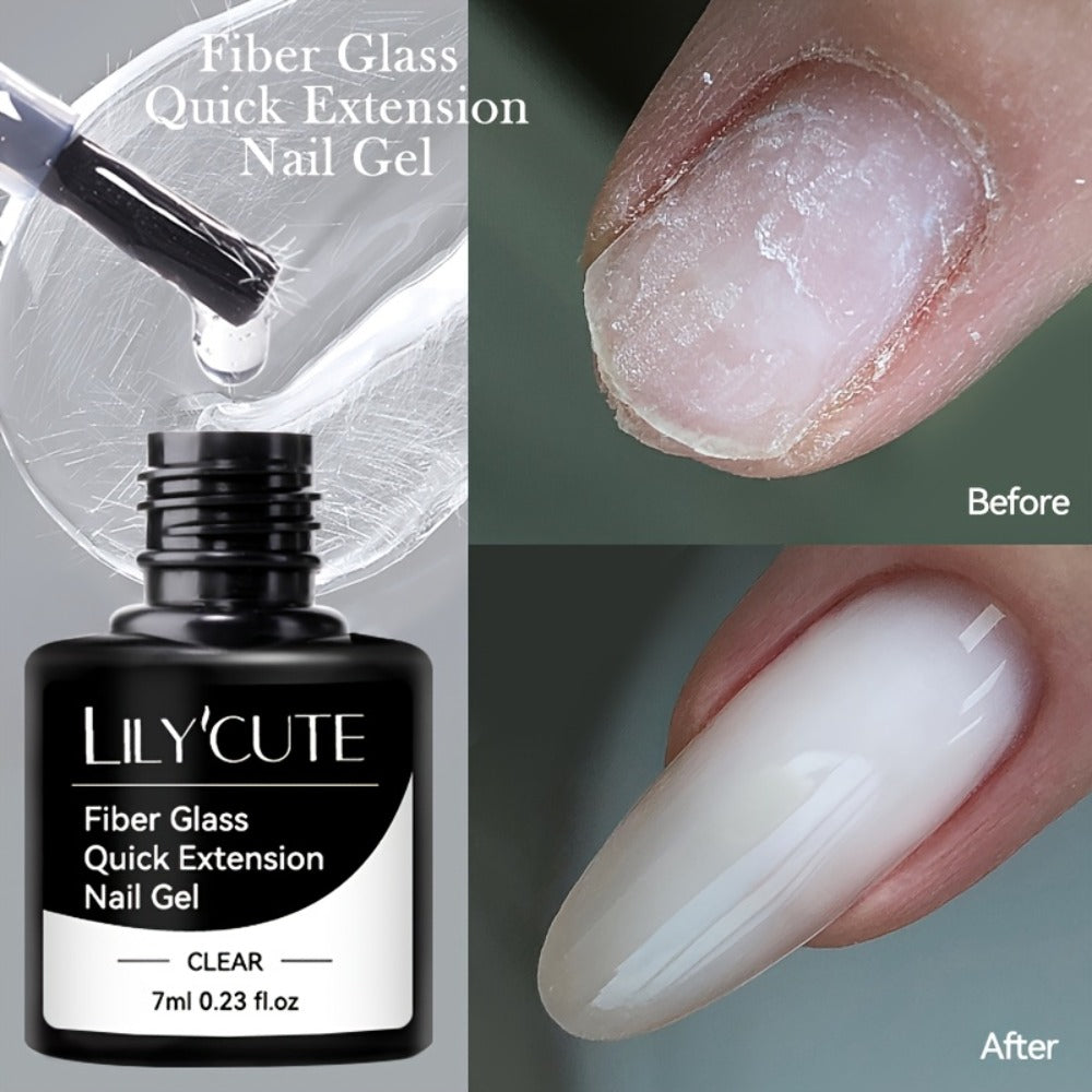Nail Extension Builder Gel 3pcs - Fiberglass Construction Gel for Broken Nail Repair & Nail Extension, Clear UV LED Soak-Off Fiber Glass Gel Varnish, DIY Salon Nail Kit - product image 2