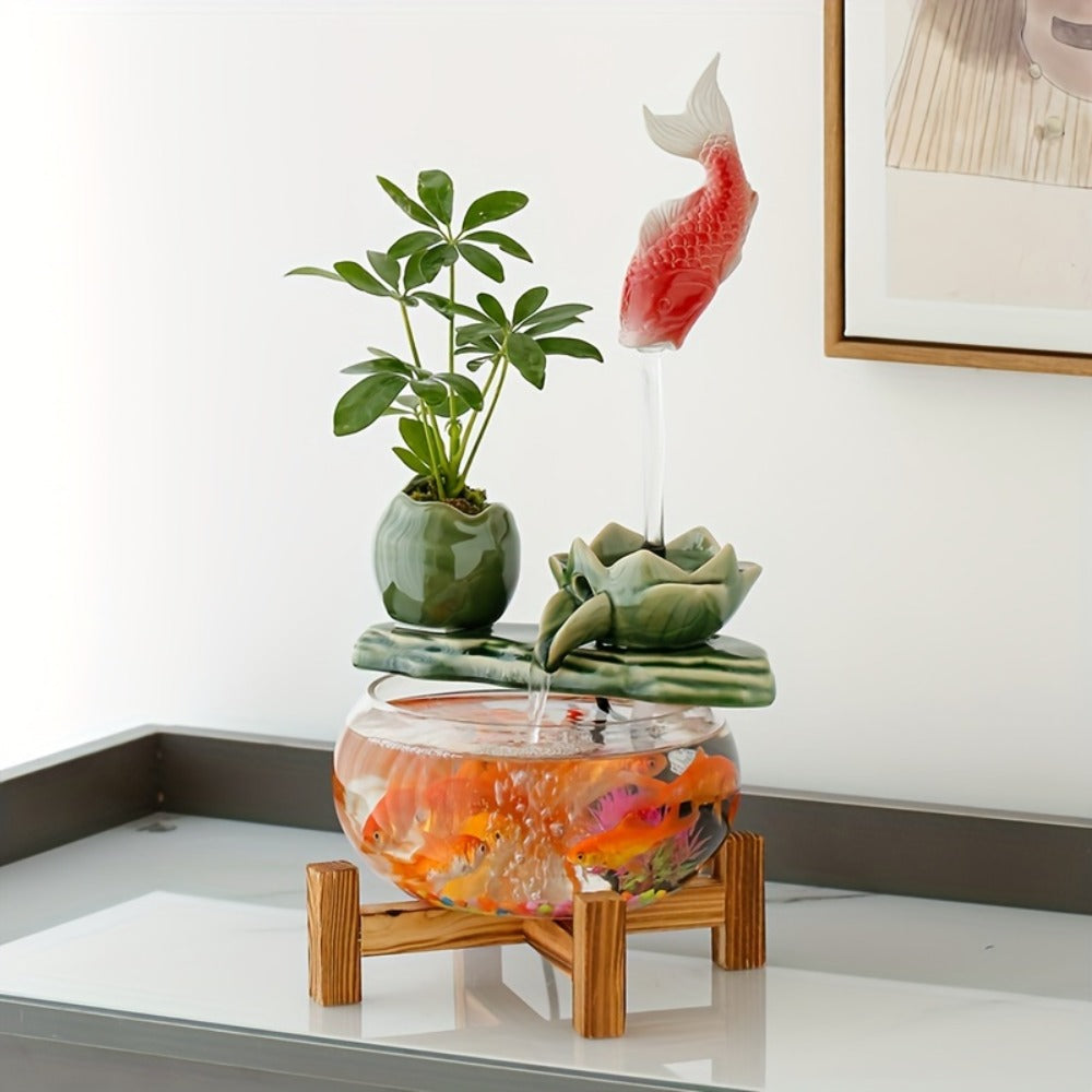 USB Desktop Fish Waterfall Fountain with Glass Bowl – Relaxing Indoor Water Feature Tabletop Decor Zen Fountain Gift - product image 8