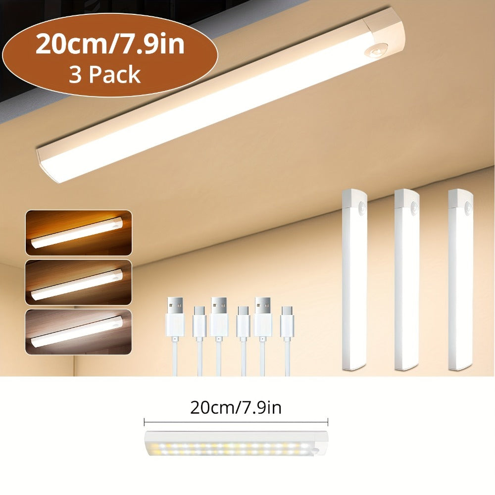 Motion Sensor Cabinet Light 3-Pack – 3-Color Temperature Dimmable Under Counter Closet Light, Wireless Magnetic USB Rechargeable for Kitchen, Wardrobe, Stairs, Hallway & Vanity (11 - product image 5