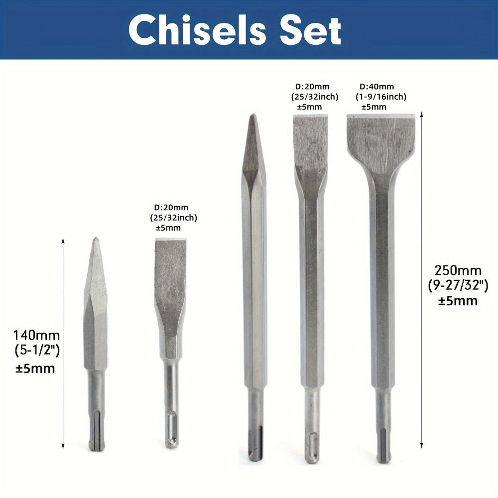 17PCS SDS Plus Hammer Drill Bits and Chisel Set Carbide-Tipped Masonry Drill Bits for Concrete Stone Brick with Portable Storage Case Professional Rotary Hammer Bit Kit - product image 4