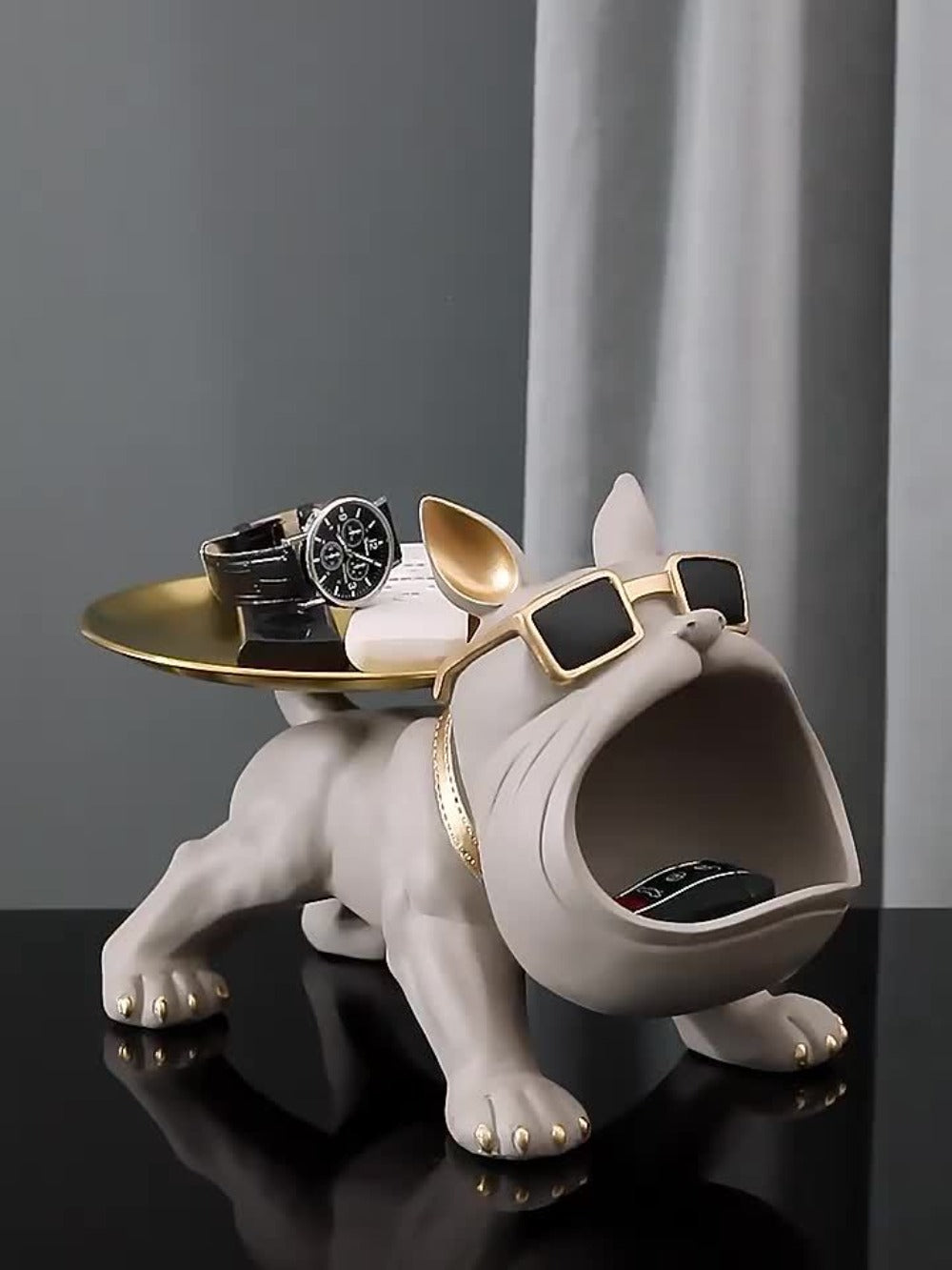 Resin Pug Bulldog Decorative Tray Statue | Dog Tray Organizer for Keys Jewelry Candy Earrings | Modern Art Home Decor Sculpture for Entryway Desk Office Dining Table | Unique Dog L - product image 8