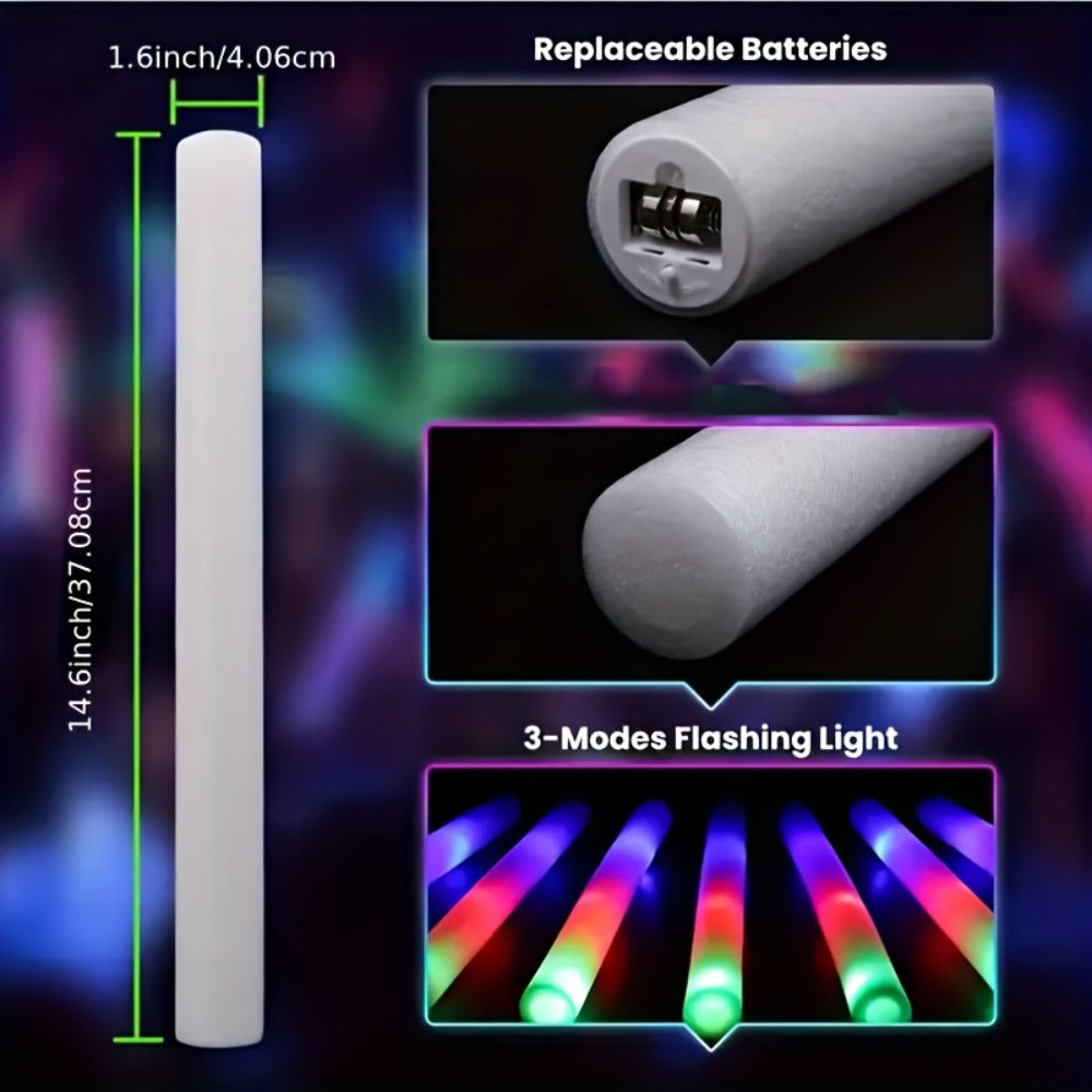 LED Glow Sticks Party Set – Foam Glow Sticks with 3 Light Modes, Glow Glasses, Headbands & Finger Lights for Rave, Wedding, Birthday, Concert, Halloween, Christmas & New Year Party - product image 4