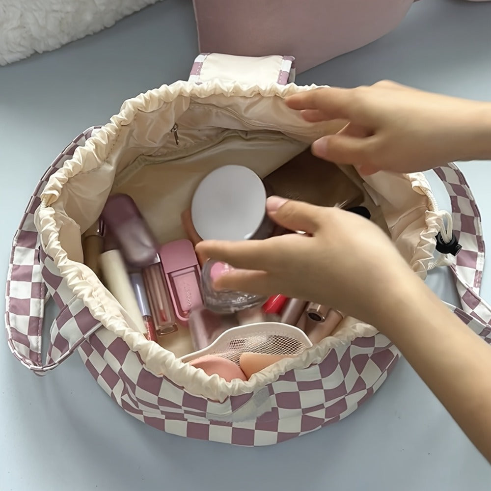 Drawstring Makeup Bag Wide Opening Flat Lay Oxford Fabric Machine Washable 12 Colors Travel Cosmetic Organizer Bag for Makeup Brushes Tools Accessories Toiletries Dorm Printed & So - product image 12