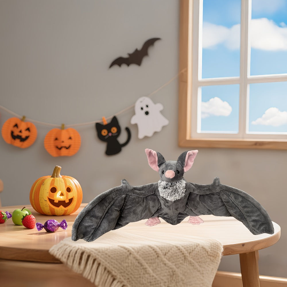 Giant Bat Plush Stuffed Animal 23 Inch Wingspan Soft Grey Spooky Bat Toy Halloween Decor Gift for Kids Adults Bat Lovers Gothic Fans Animal Lovers for Parties - product image 10