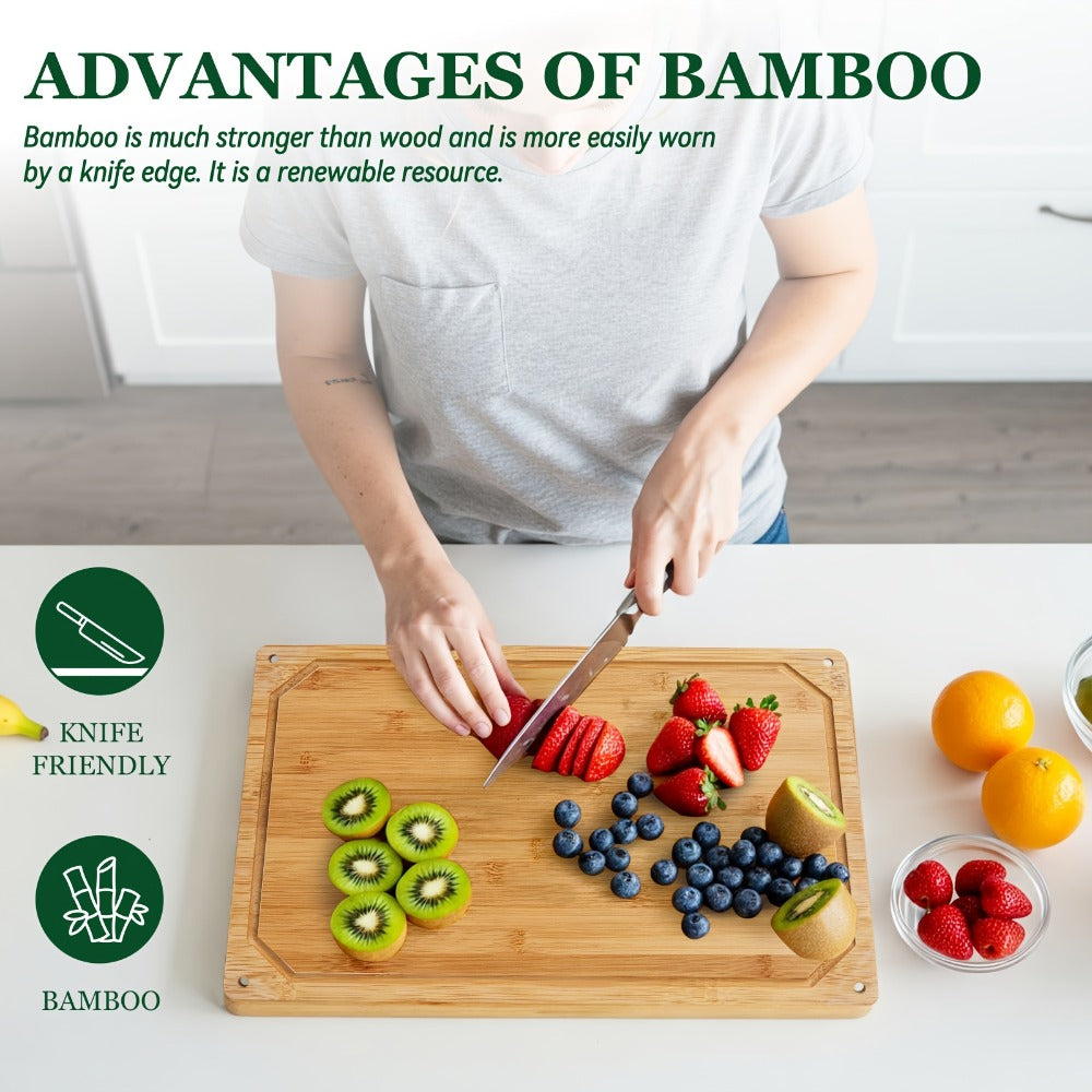 Cutting Board with Juice Groove – Non-Slip Chopping Board & Cheese Platter for Meat, Cheese, Bread, Vegetables & Fruits, XL & Bamboo Options, Kitchen Gadget Gift for Home, Dorm & H - product image 7