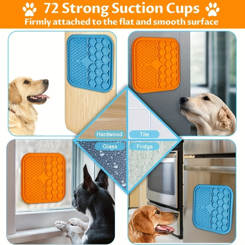 Slow Feeder Licking Pad for Anxiety Relief & Boredom, Peanut Butter Treat Mat, Distraction Tool for Bathing Grooming, Orange Green Blue | Lick Mat for Dogs - product image 4