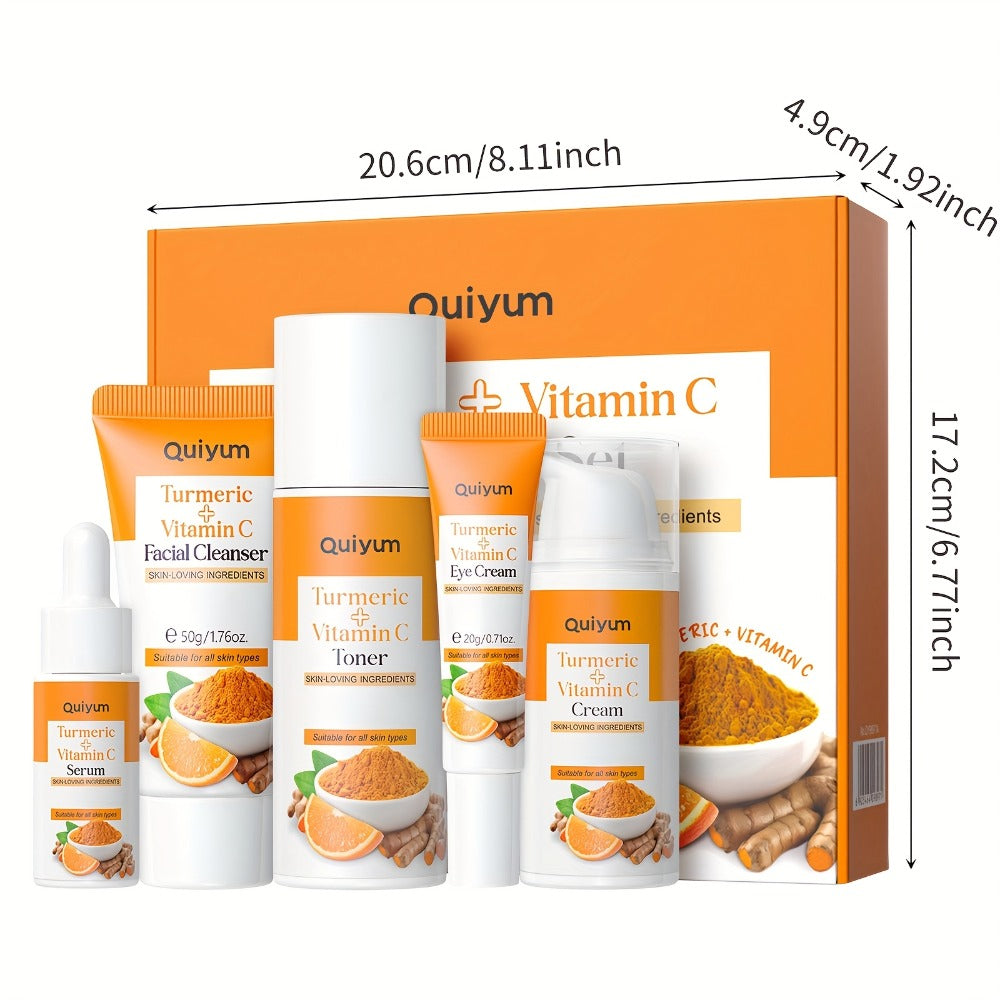 5-in-1 Turmeric Vitamin C Skincare Set Facial Cleanser Serum Face Cream Eye Cream Toner Brightening Anti-Aging Gift Set for Women - product image 5