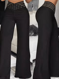 Summer European and American Women's Hollow Waist Belt, High Waisted Casual Straight Leg Loose Pants, Wide Leg Pants - product image 3