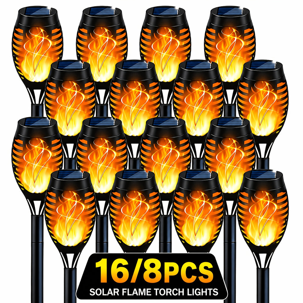 16-8pcs Solar Torch Lights With Smart Light Control, Upgraded Solar Torches Featuring Flashing Flames, Suitable For Garden Lawn Decoration, Solar Outdoor Lights - product image 4