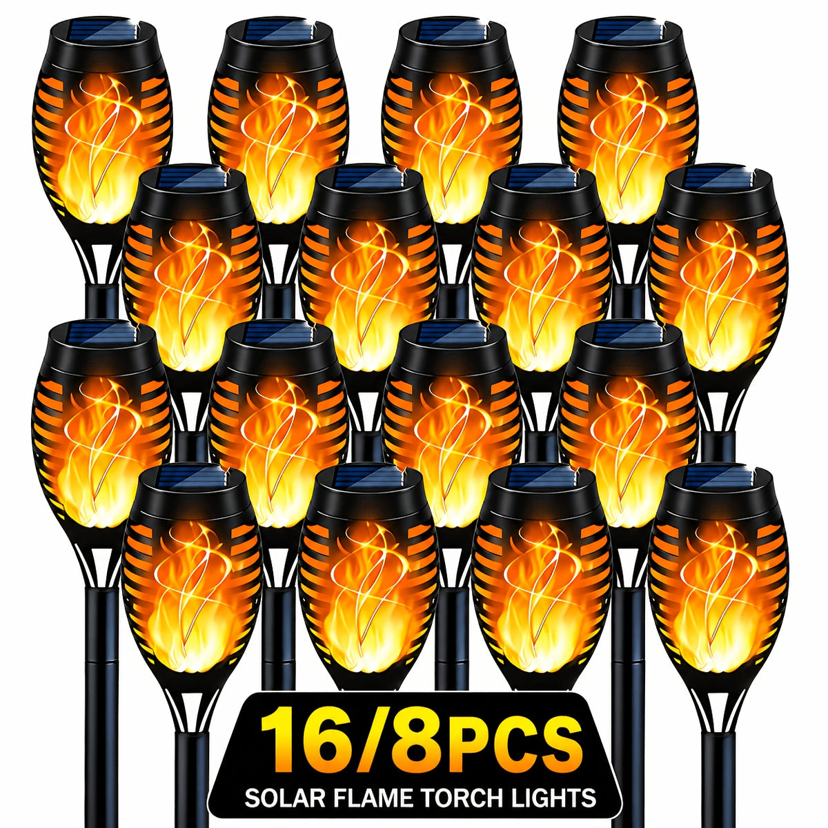 16-8pcs Solar Torch Lights With Smart Light Control, Upgraded Solar Torches Featuring Flashing Flames, Suitable For Garden Lawn Decoration, Solar Outdoor Lights - product image 4