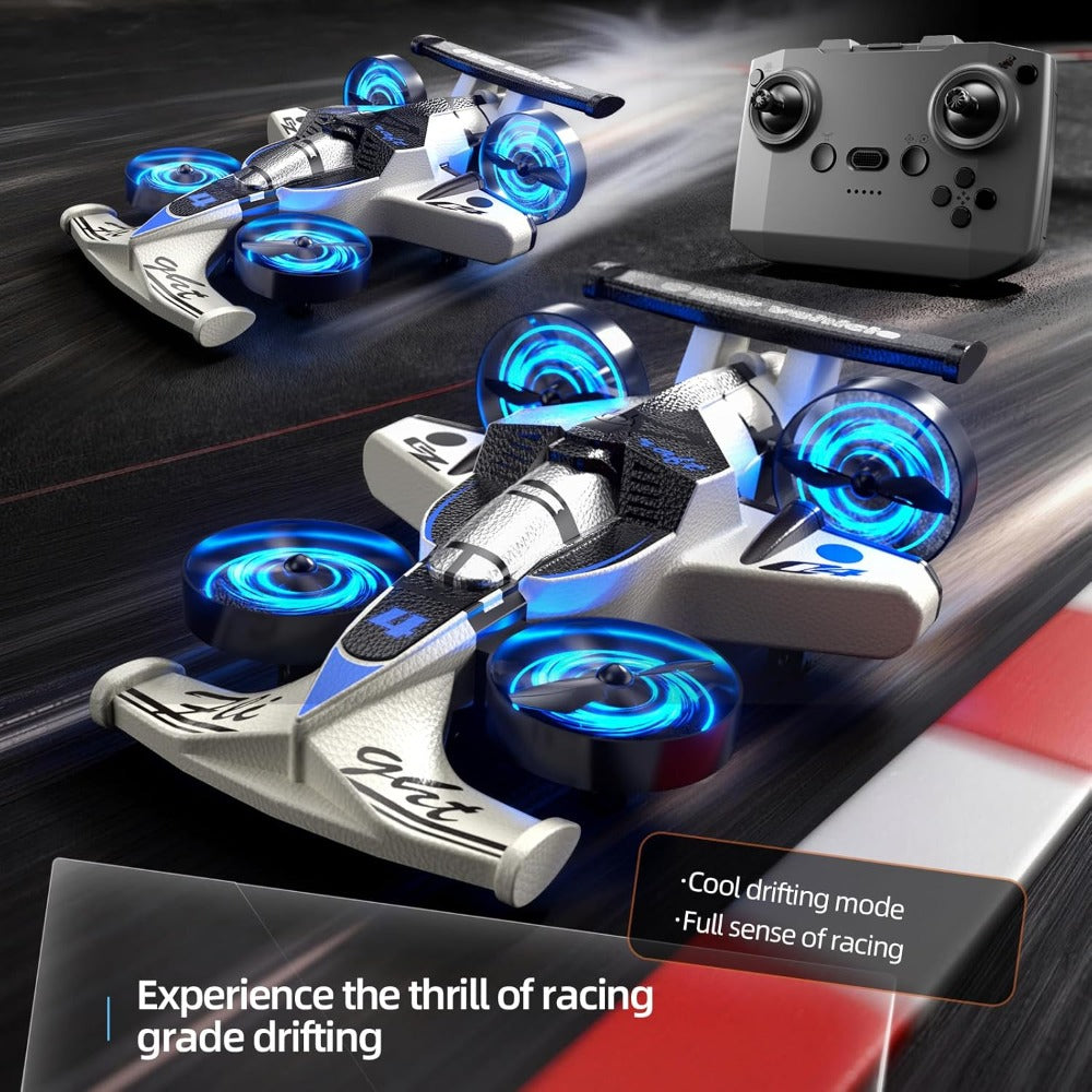 2-in-1 Remote Control Racing Car & Quadcopter One-Key Takeoff 360° Aerial Flips Stable Hover Durable Foam Body Indoor Outdoor Gift for Boys Girls Age 6+ Red - product image 2