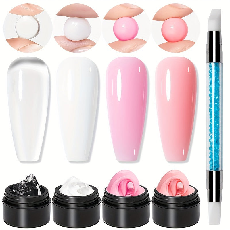Builder Gel Nail Extension Starter Kit 5pcs Clear Nude Solid — Hard Gel Sculpting Set with Flower Molds & Sculpting Brush for 3D Floral Nail Art, Rhinestone Acrylic Extensions for  - product image 16