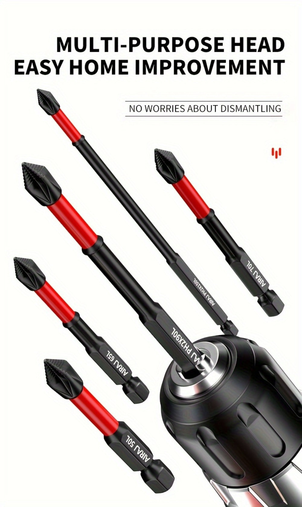 Impact Screwdriver Bits S2 Steel Anti-Slip, Magnetic Phillips Cross Drill Bit Set with Anti-Slip Teeth & High Hardness Tungsten Steel, Power Tool Bits for Home Repair, Bicycle, Fur - product image 14