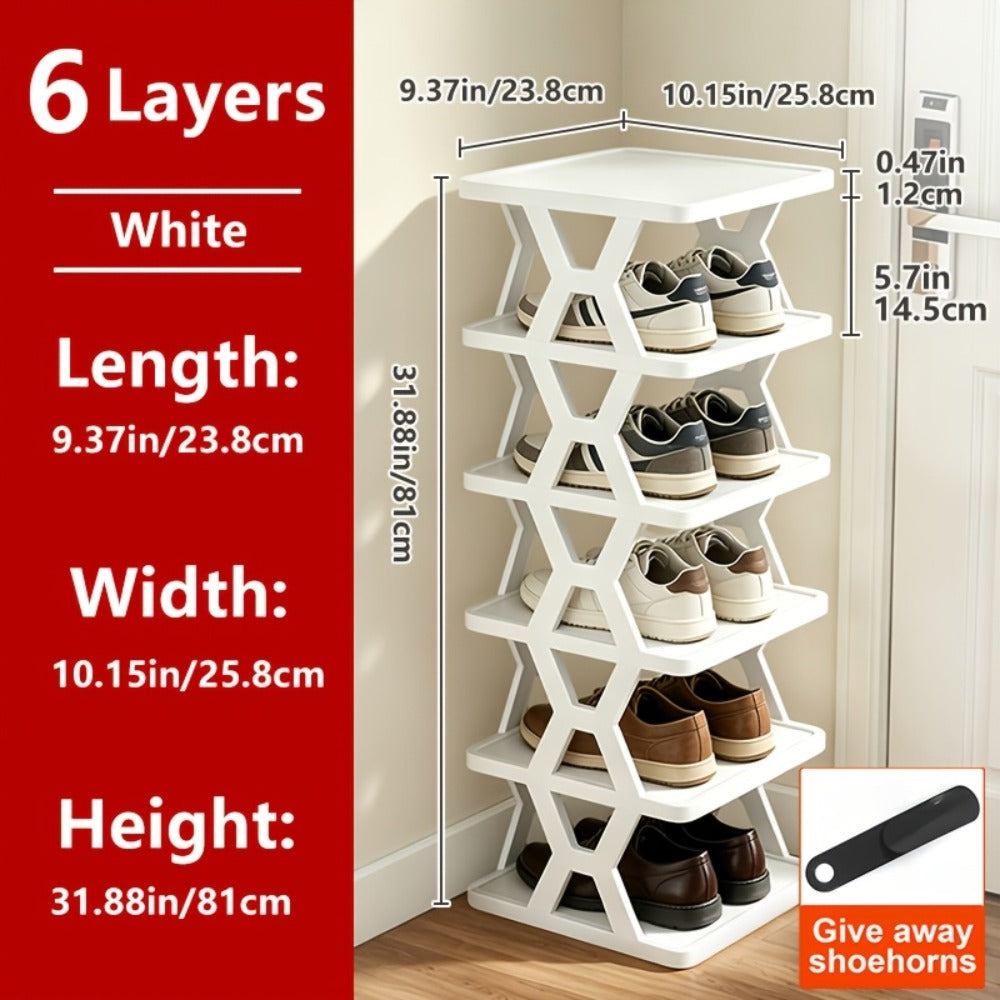 Shoe Rack Organizer 6 or 9 Tier - Space Saving Folding Shoe Rack for Hallway Doorway Bedroom Dorm, Narrow Entryway Shoe Storage, Black or White - product image 7