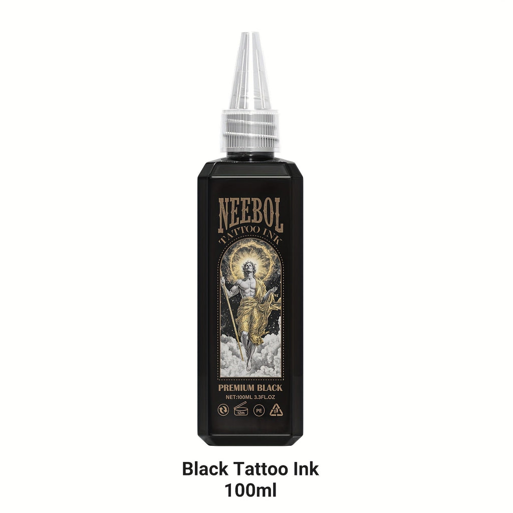 Black Tattoo Ink 3.38oz 100ml - Neebol Premium Super Dark Formula for Outlining Shading Blending, Long-Lasting Fade-Resistant Body Art Ink for Professional Tattoo Artists & Beginne - product image 15