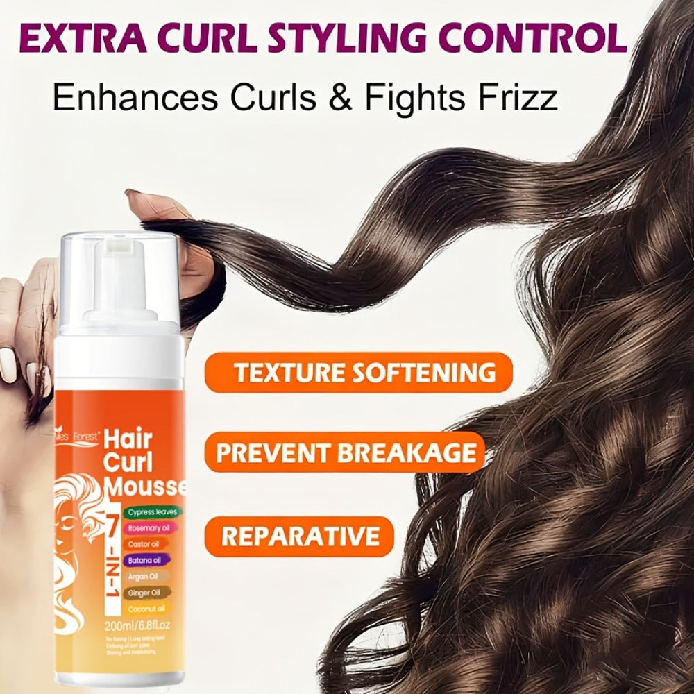 Curl Defining Hair Foam Mousse 200ml Moisturizing Smoothing Styling for Natural Fluffy Elastic Curls | Frizz Control for Wavy Coily Hair | Men & Women 6.76oz - product image 8
