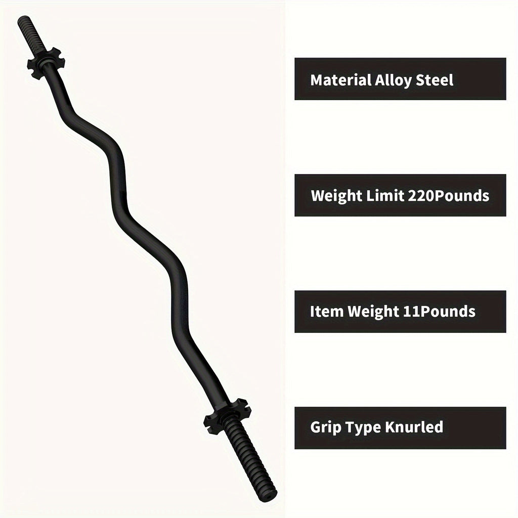 EZ Curl Bar 47" Olympic Barbell for Weightlifting Hip Thrusts Squats Lunges 1-Inch Weight Plates Home Gym with 2 Collars for Everyday Use