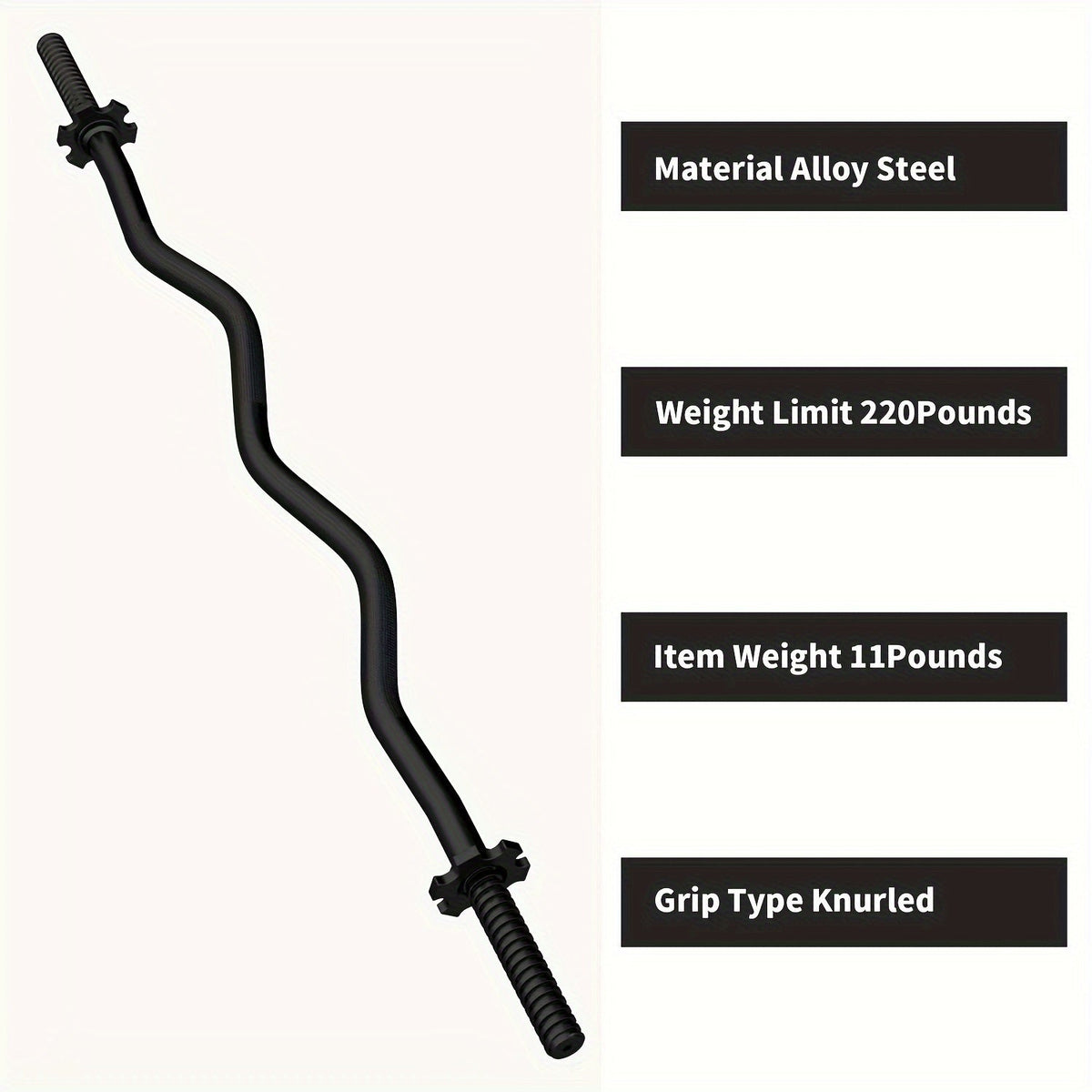 EZ Curl Bar 47" Olympic Barbell for Weightlifting Hip Thrusts Squats Lunges 1-Inch Weight Plates Home Gym with 2 Collars for Everyday Use