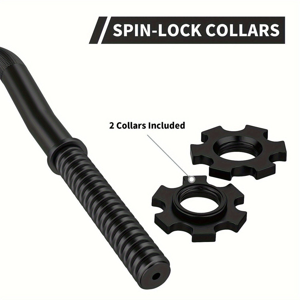 EZ Curl Bar 47" Olympic Barbell for Weightlifting Hip Thrusts Squats Lunges 1-Inch Weight Plates Home Gym with 2 Collars for Everyday Use