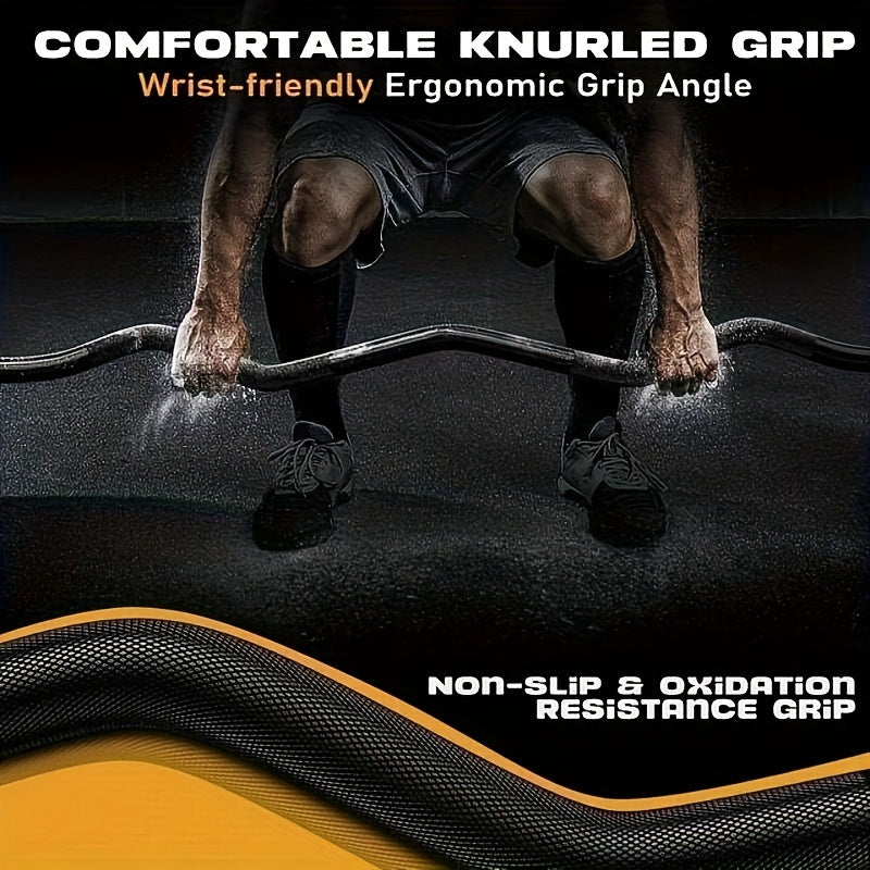 EZ Curl Bar 47" Olympic Barbell for Weightlifting Hip Thrusts Squats Lunges 1-Inch Weight Plates Home Gym with 2 Collars for Everyday Use