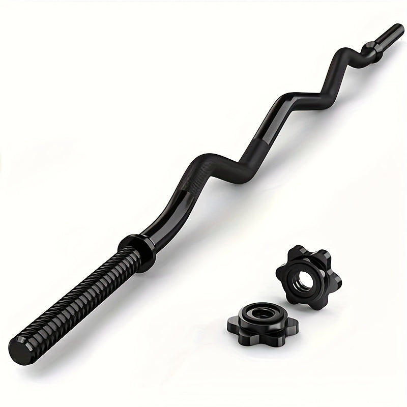 EZ Curl Bar 47" Olympic Barbell for Weightlifting Hip Thrusts Squats Lunges 1-Inch Weight Plates Home Gym with 2 Collars for Everyday Use