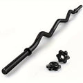 EZ Curl Bar 47" Olympic Barbell for Weightlifting Hip Thrusts Squats Lunges 1-Inch Weight Plates Home Gym with 2 Collars for Everyday Use