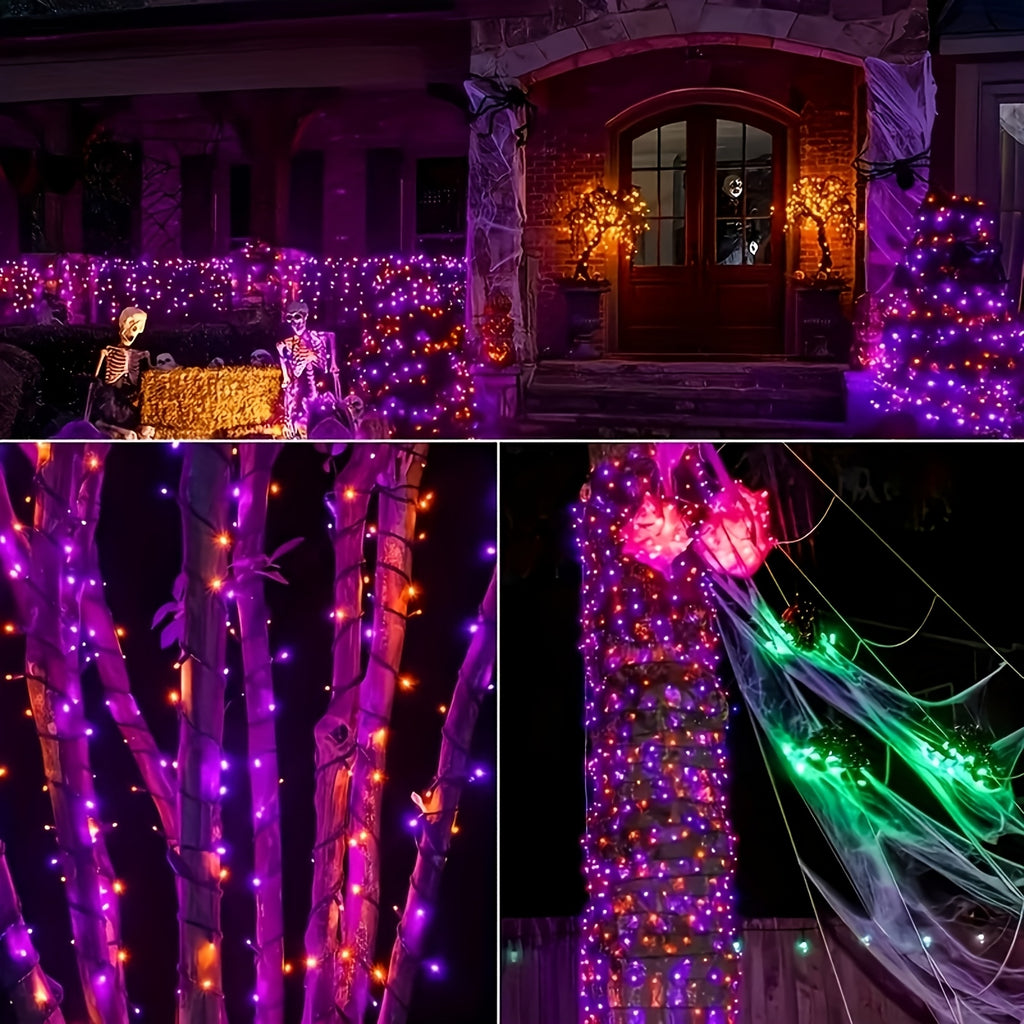 1 Pack of Solar Halloween String Lights, Spooky Vibe 39FT-100LED Fairy Lights in Orange and Purple for a Creepy Atmosphere, IP65 Outdoor Splash-Proof - product image 11