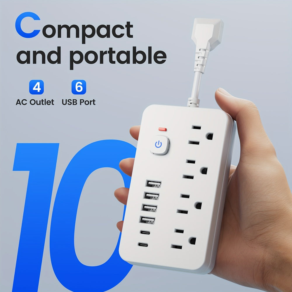 Outlet Extender Power Strip Wall Mountable 14-in-1 10-in-1 with 8 AC Outlets 6 USB Ports 2 USB-C One-Touch Control Switch Overload Protection Short Cord Design for Home Office Scho - product image 3