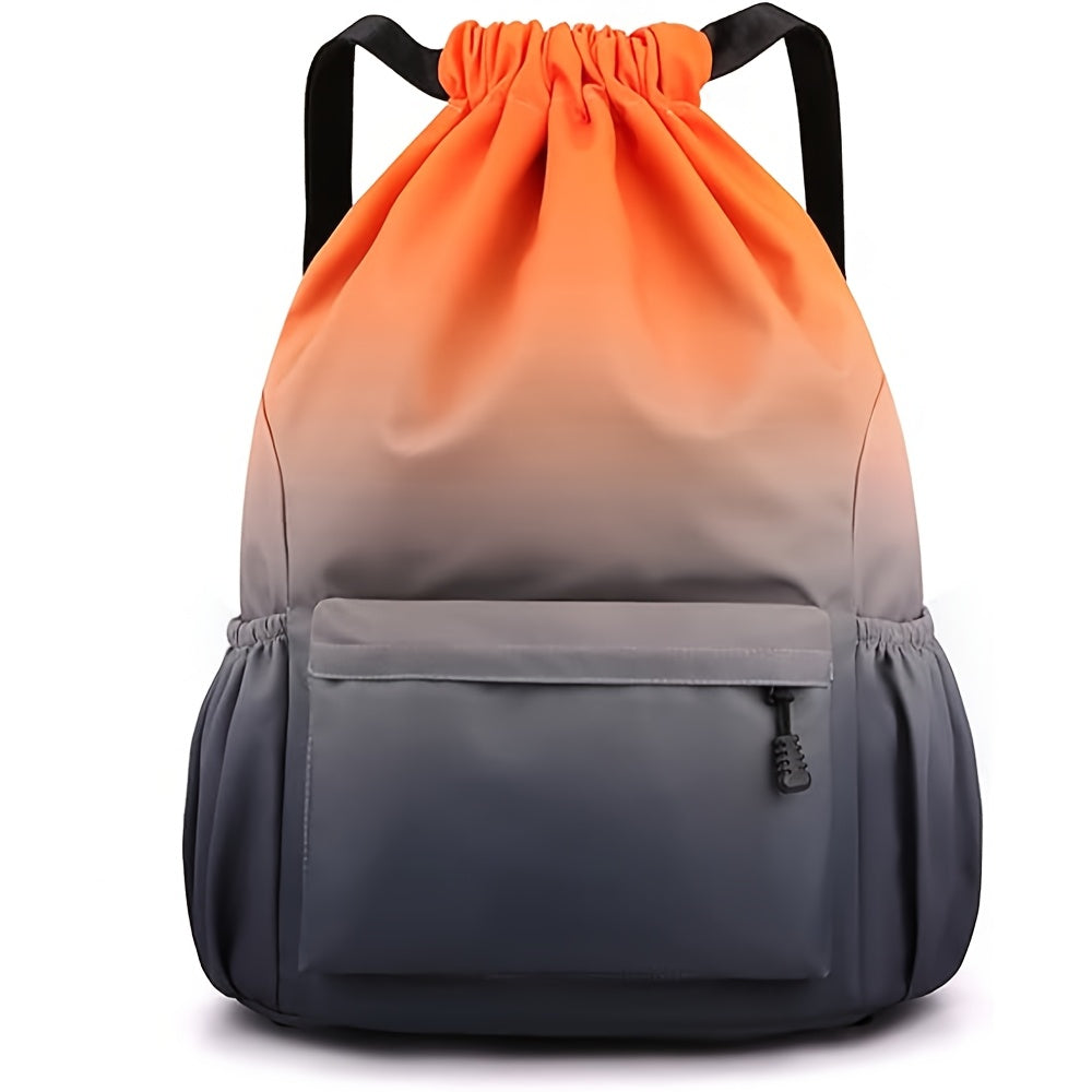 Drawstring Backpack Gym Bag | 4 Gradient Colors | Large Capacity Nylon Cinch Sack with Strap Pocket, Lightweight Training & Outdoor Travel Bag for Men Women