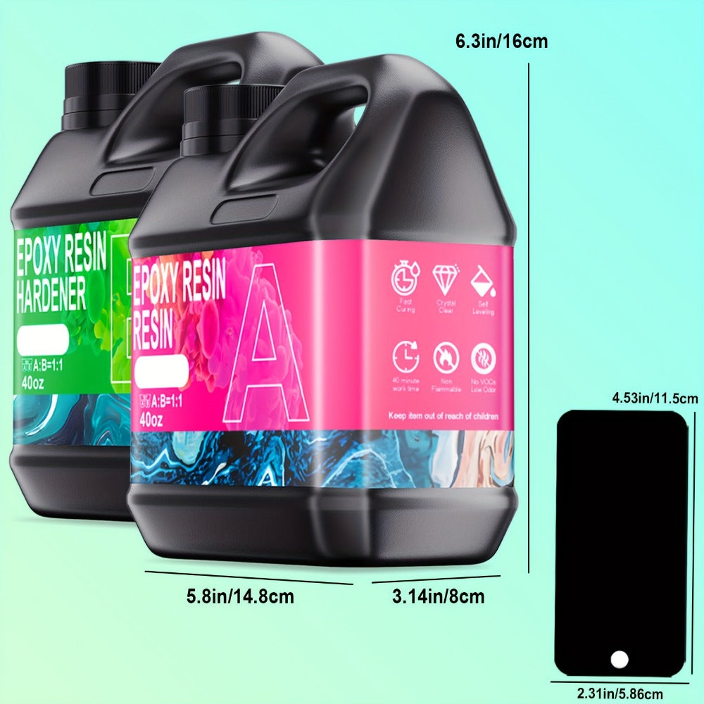 Fast-Curing Epoxy Resin Kit Low Odor Bubble-Free Non-Yellowing – 2-Part Casting Resin for Jewelry Accessories River Tabletops Crafts & Handicrafts, 32oz or 80oz - product image 4