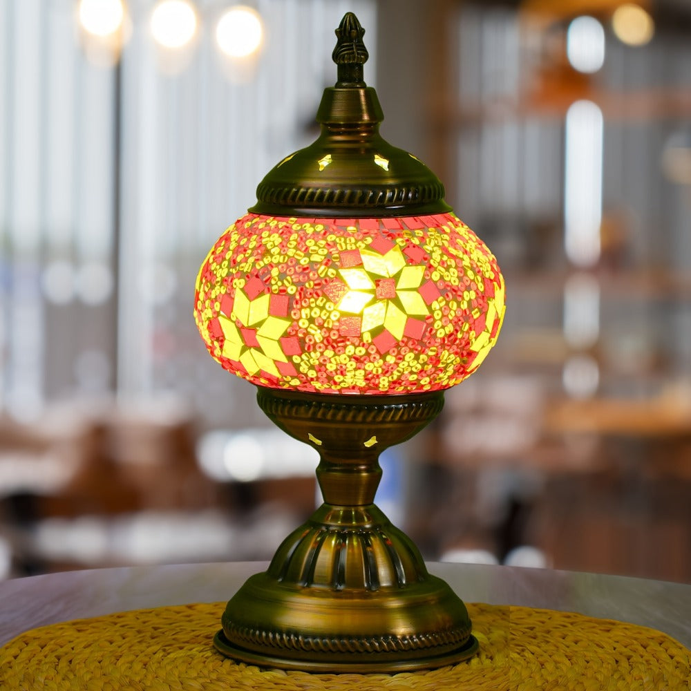 Mosaic Table Lamp Handcrafted Turkish Glass Bedside Lamp 3-Color Dimmable with Metal Base Bulb Included - product image 5