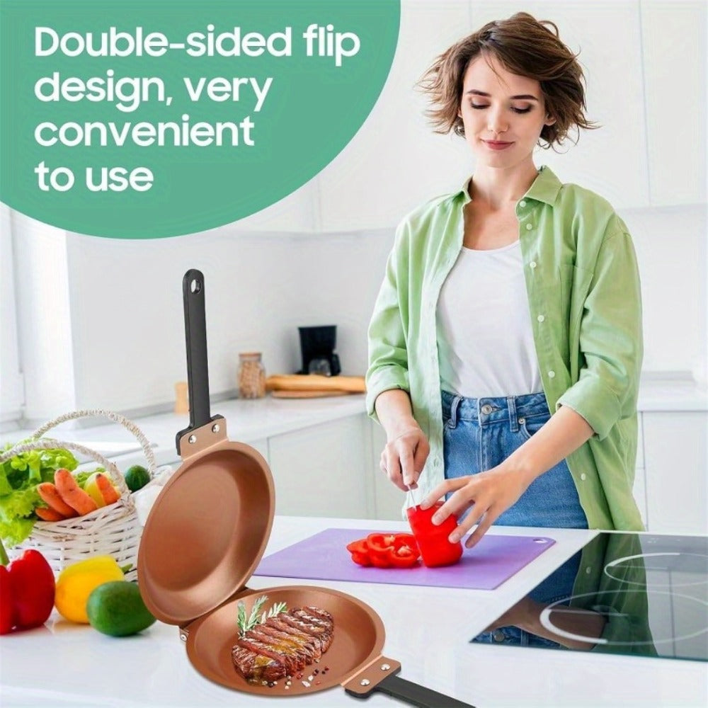 Reversible Non-Stick Pancake Skillet – Foldable Stainless Steel Flip Pan for Fluffy Pancakes, Omelettes & Frittatas | Dual-Sided Coating Dishwasher Safe Breakfast Cookware Pan - product image 4