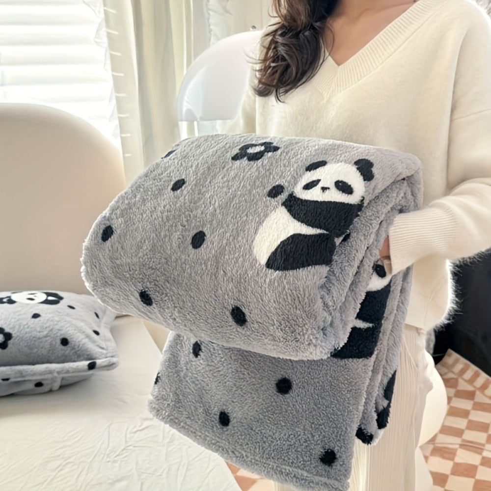 French Plaid Double-Sided Flannel Blanket – Soft Panda & Grid Pattern Throw for Sofa, Bed & Travel, Machine Washable, 6 Designs, 4 Sizes - product image