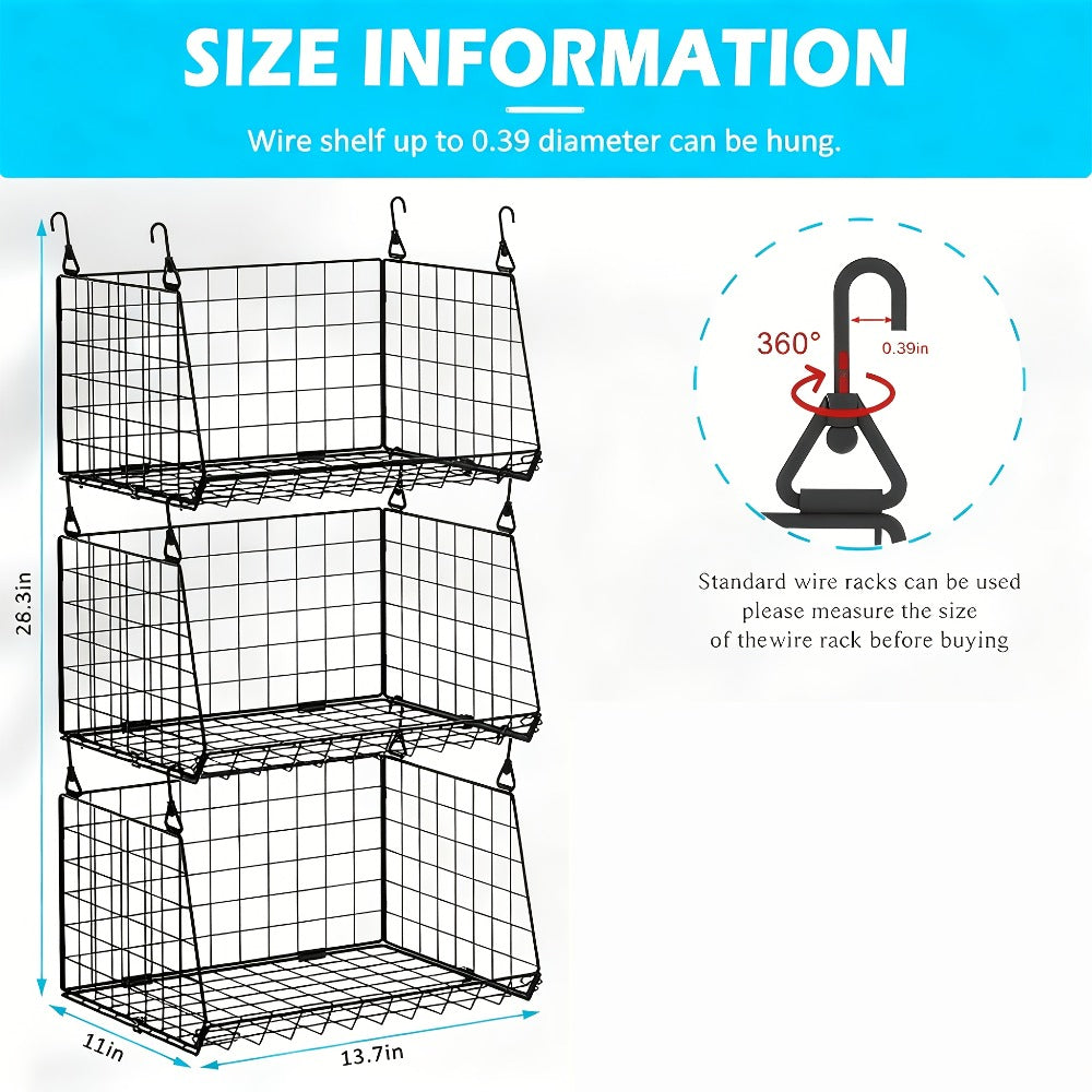 Hanging Laundry Basket Organizer 3pcs - Foldable Laundry Bag with 360° Rotating Hook for Washing Machine & Drying Rack, Space Saving Metal Mesh Laundry Hamper for Bathroom, Laundry - product image 3