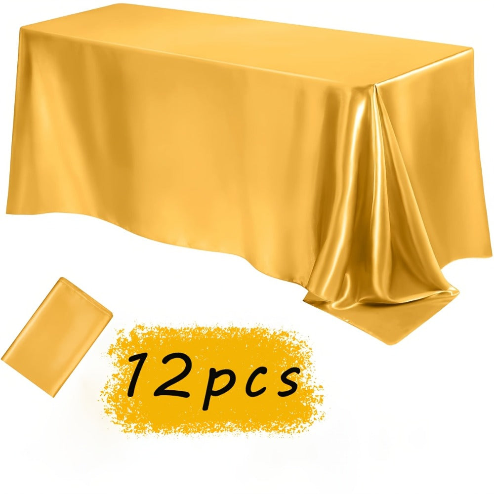 Satin Tablecloth 12pcs 57"x102" Rectangular Silky Smooth Fabric Table Cover for Wedding Banquet Birthday Party Holiday Event - product image 13