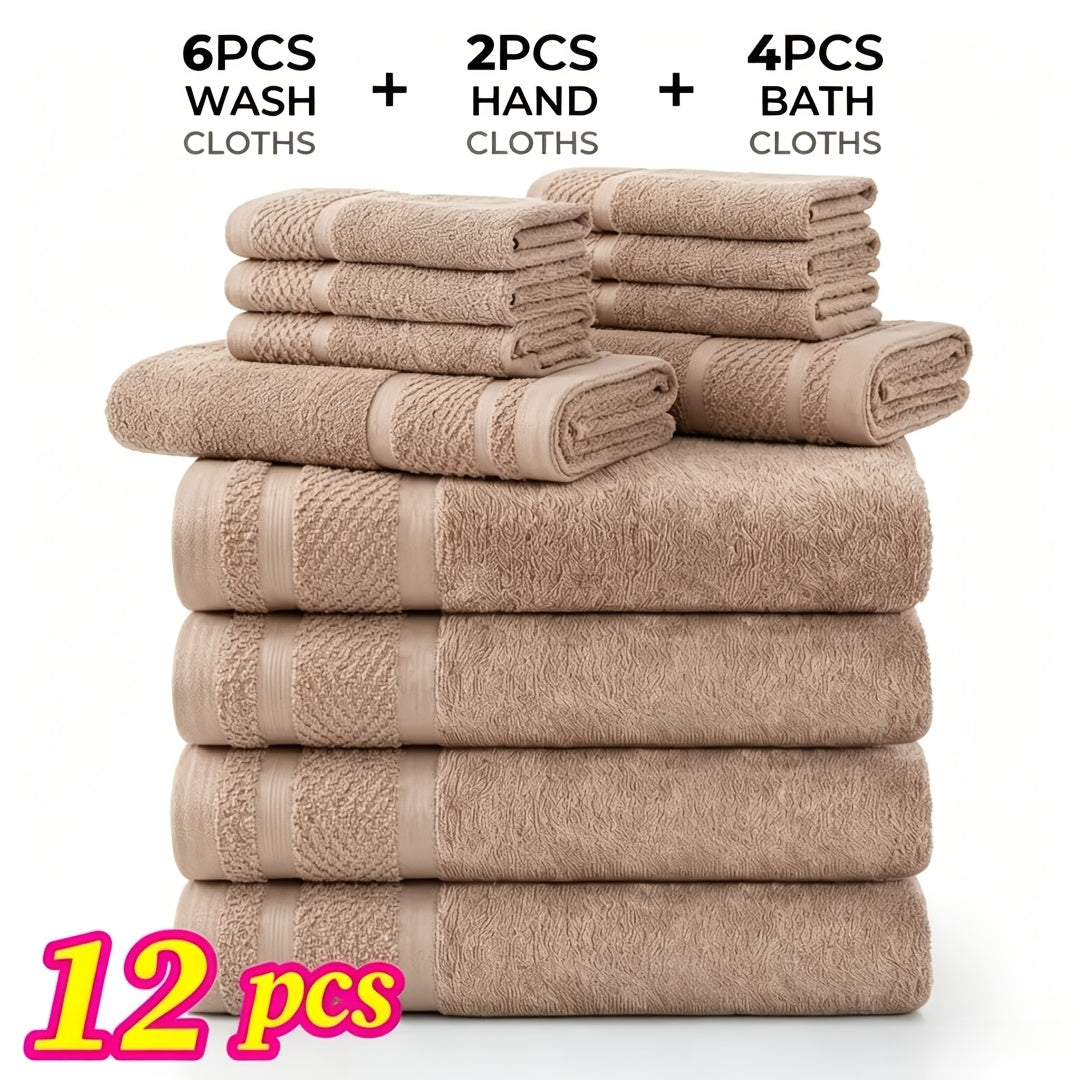 24 pcs Bath Towel Sets, Solid Color Cotton Blend Bathroom Towel, 8/4 Bath Towels +4/2Hand Towels + 12/6Washcloths, Multiple Colors Available, Soft and - product image 23