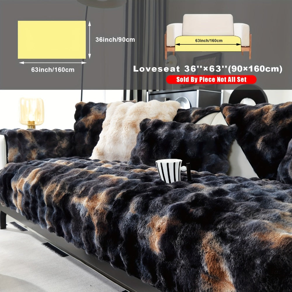 Plush Sofa Cover Faux Lamb Thick Fluffy Couch Slipcover Pet Friendly Machine Washable Gradient Color Polyester Furniture Protector for Armchair Single Double Triple Sofa Living Roo - product image 41