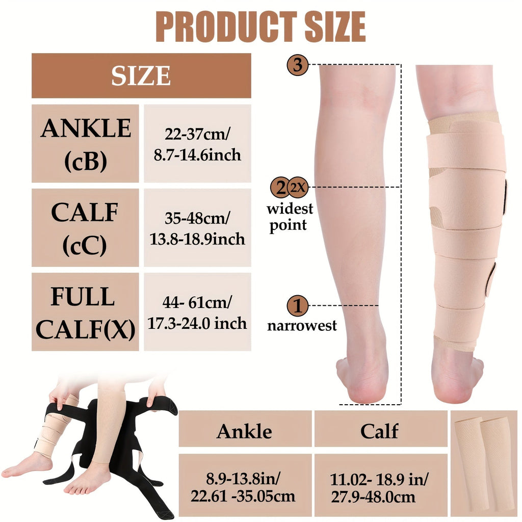 Compression Leg Wraps 3 Pairs – Adjustable Lower Leg Wrap for Lymphedema, Shin Splints & Calf Support, Breathable Non-Slip Compression Bandage for Men Women - product image 3
