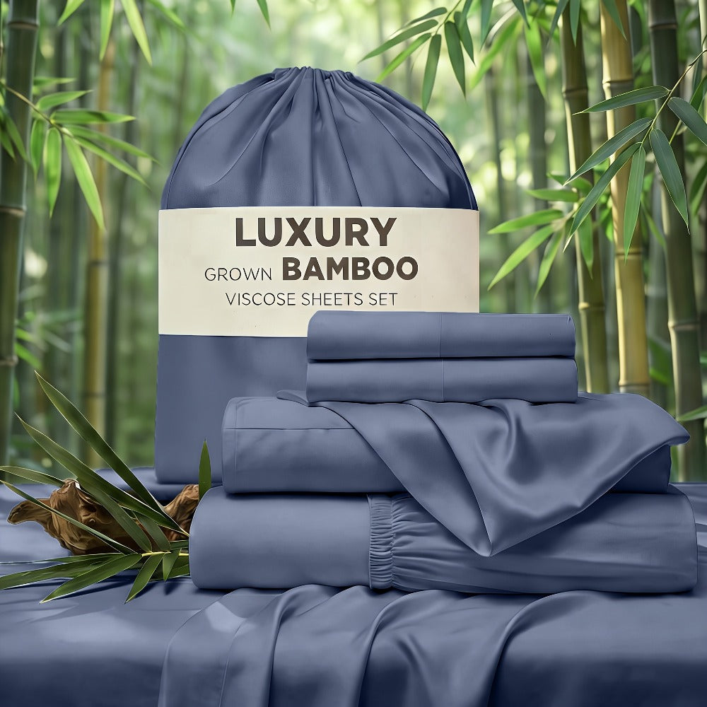 Cooling Bed Sheet Set 4 Piece Bamboo Rayon Deep Pocket Twin Full Queen King Extra Soft Wrinkle Fade Stain Resistant Hotel Luxury Pillowcase Bedroom Decor - product image 15