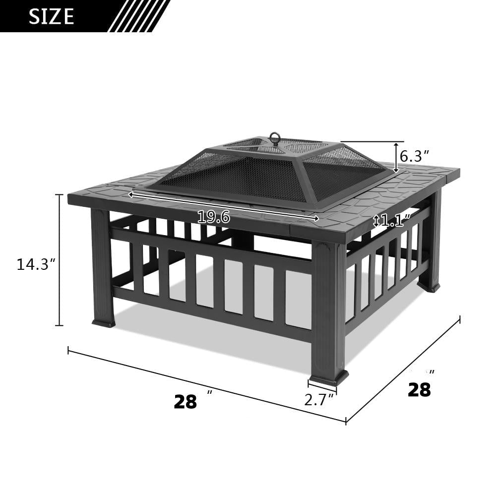 Fire Pit | Square Outdoor Metal BBQ Patio Backyard Camping Fireplace - product image 6