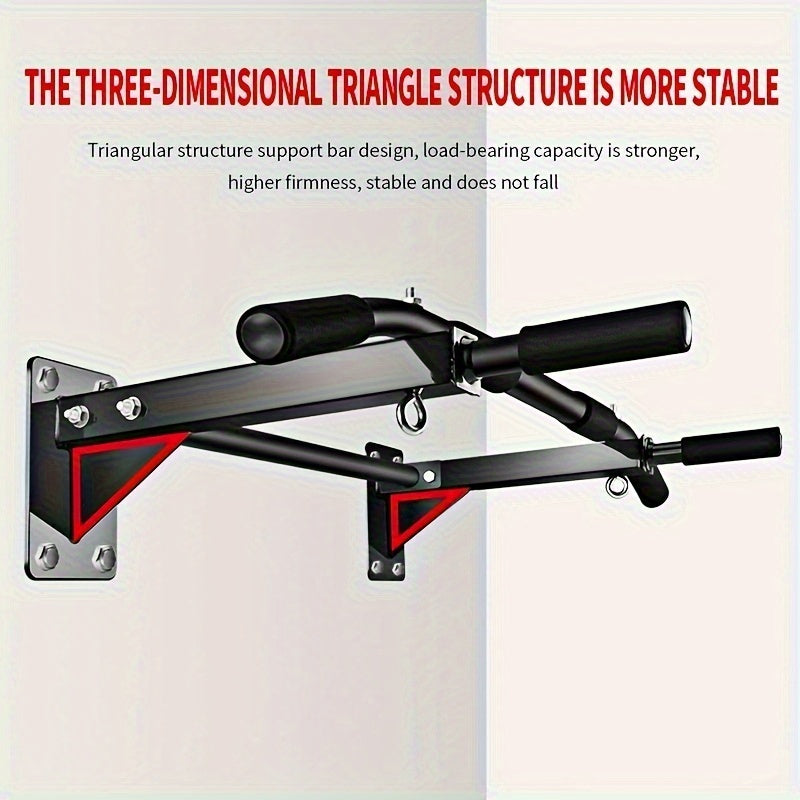 Heavy Duty Steel, Adjustable Height, Ergonomic Grips, Easy Installation with Pre-Drilled Holes for Pull-Ups, Push-Ups & Chin-Ups | Wall-Mounted Pull-Up Bar for - product image 4