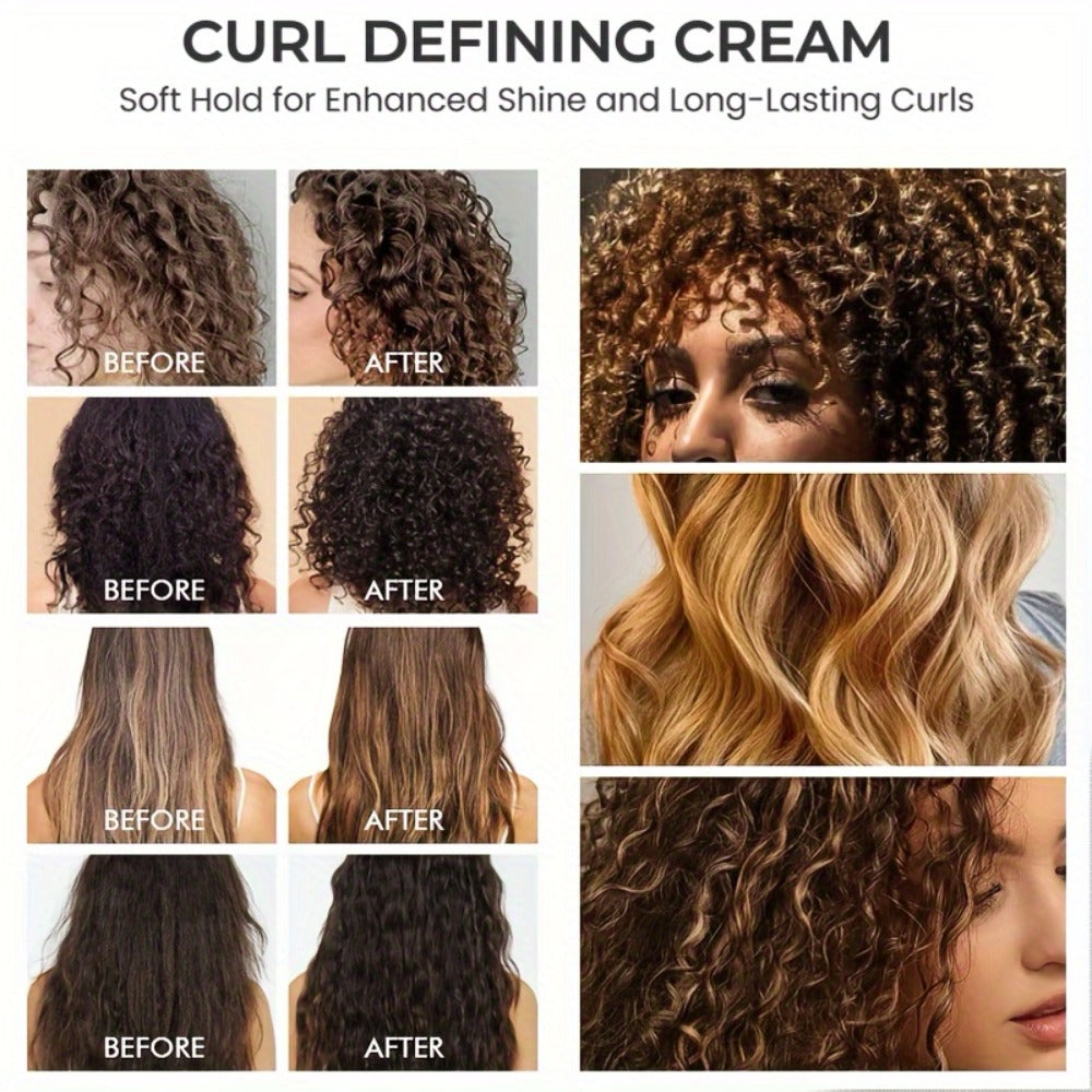 Curl Defining Cream with Detangling Brush Set 10.14 oz — Anti-Frizz Curl Enhancer, Long-Lasting Bouncy Curls, Non-Sticky Lightweight Hold, Salon Quality for Curly Wavy & Coily Hair - product image 9