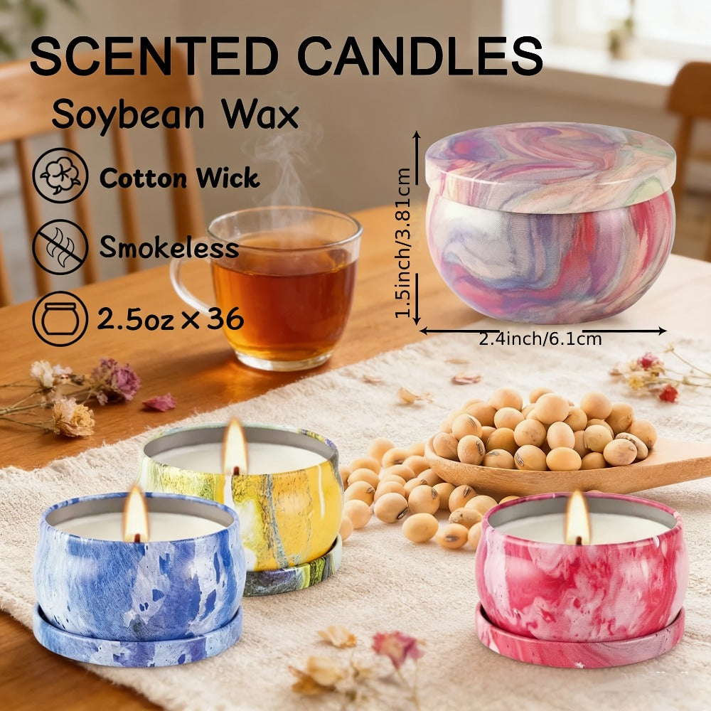 Candle Gift Set 36-Pack – Natural Soy Wax Scented Candles in Tin Cans, Aromatherapy Candles for Yoga, Spa, Bath & Home Decor, Portable Travel Candles, Perfect Gift for Women & Men, - product image 5