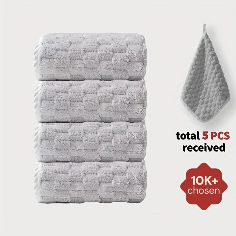 Waffle Weave Bath Towels Set 4 Pack or 8 Pack - Ultra Soft Super Absorbent Quick Dry Microfiber Moire Textured Towels | Spa Gym Travel Daily Use | Multi-Color Sets Gray Pink Blue B - product image 5