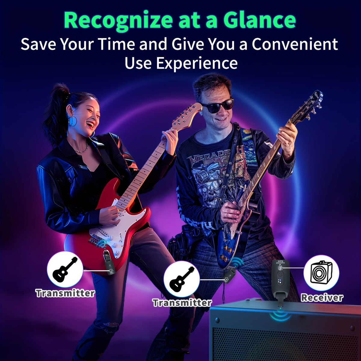 Wireless Guitar System 2.4Ghz Built-In Rechargeable Lithium Battery 270° Rotate Audio Wireless Transmitter Receiver for Guitar Bass Violin Keyboard - product image 14
