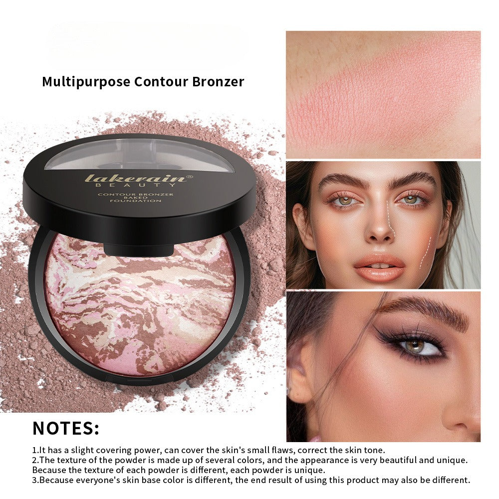 Marble Baked Contour Palette Set 2-Piece Kit with Color Correcting Foundation Powder & Multipurpose Bronzer - Buildable Airbrushed Satin Finish for Tan Medium Skin, Face Sculpting  - product image 4