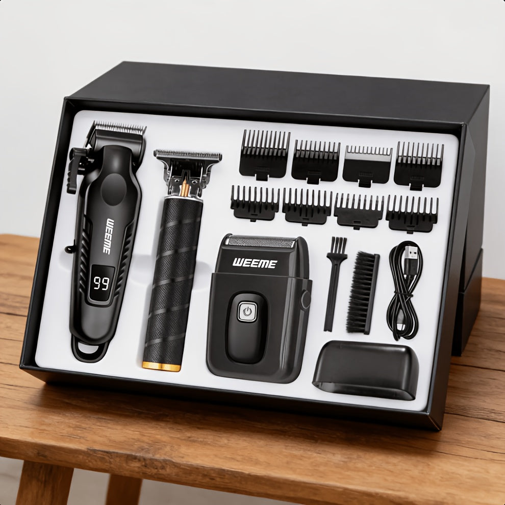 Men's Professional Grooming Kit – Cordless Rotary Shaver & T-Blade Trimmer, Type-C Charging, 6 Adjustable Combs, Non-Slip Beard Shaper for Travel & Family Haircut - product image 15