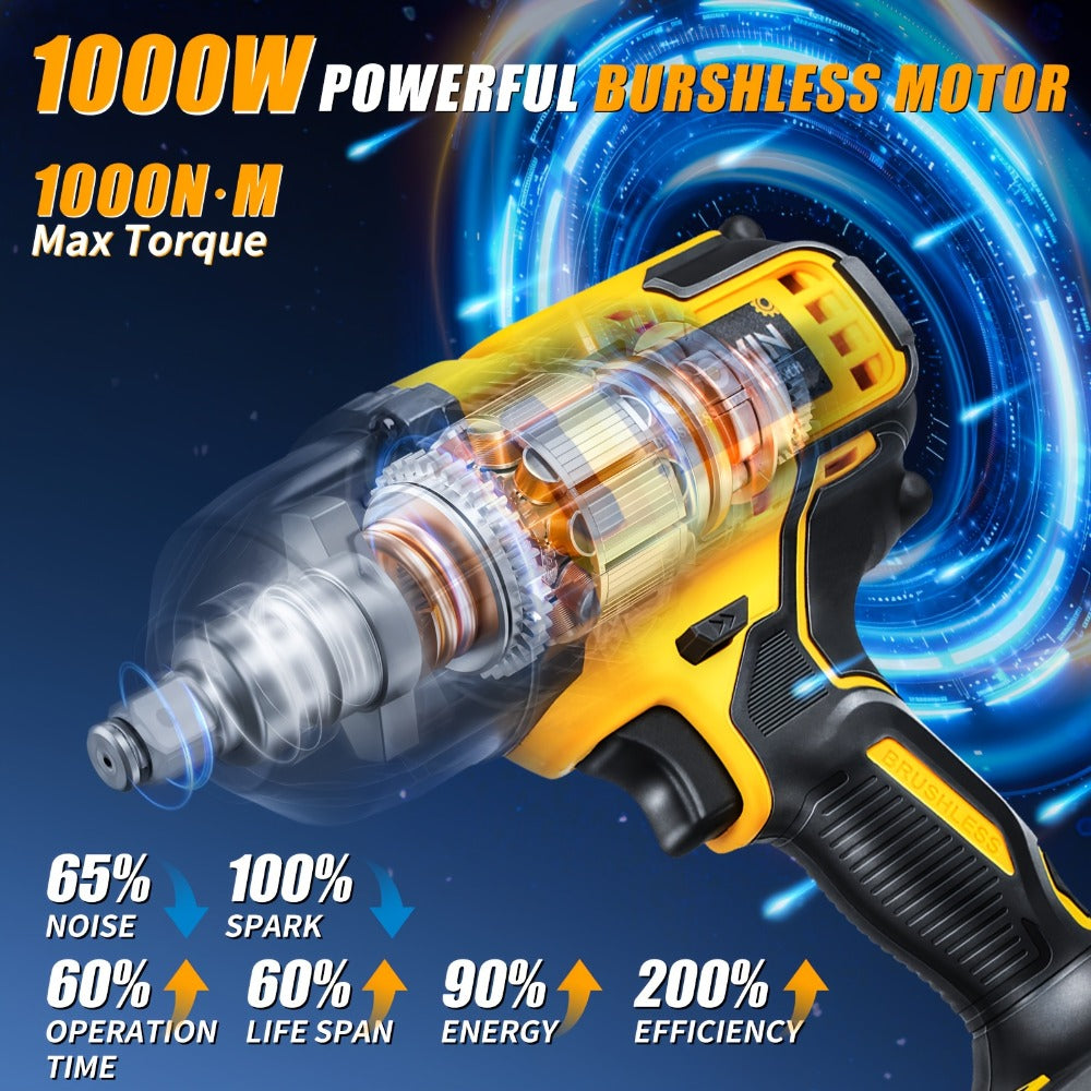 High Torque Impact Wrench Kit 320NM / 1000NM Brushless Cordless – 21V with 2.0AH / 4.0AH Batteries, Quick Charger, 6 Sockets & Full Accessories, Electric Impact Gun for Car Repair, - product image 8