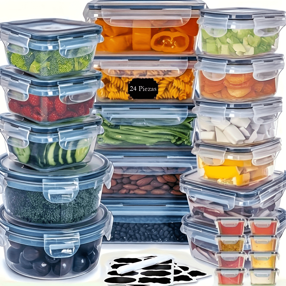 48 pcs Set, Including 6/12/24 Boxes and 6/12/24 Lids Food Storage Box Set, Refrigerator Storage Box Sealed and Leak-Proof, Bpa-Free, Reusable Lunch Box with - product image 3